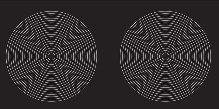 create a bold look with a centric circle background featuring vector graphics of sound waves.