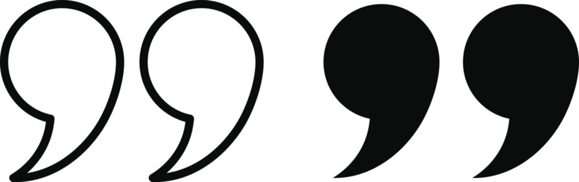 Quotation Marks Icon Set &ndash; Flat Vector Quote, Testimonial, Speech, Citation, and Comment Symbols