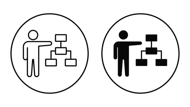 Organizational structure and management hierarchy icon set with organization