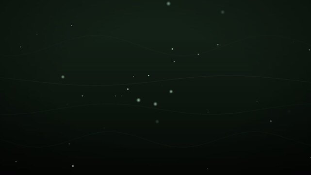 Abstract dark green background featuring scattered glowing light particles and subtle flowing wave patterns for cinematic digital design