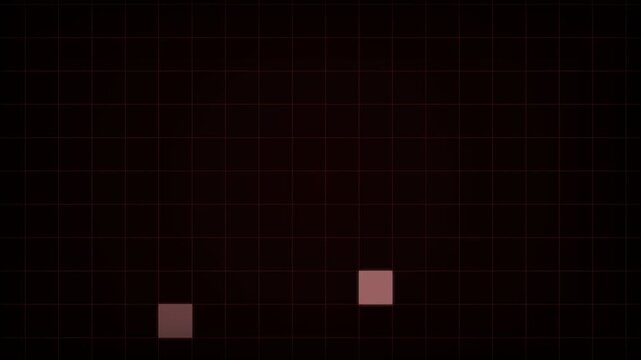 Minimalist dark digital grid background with glowing red square elements for technology and data visualization concepts
