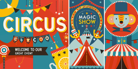 circus poster collection vector illustration magic show © VectorArt