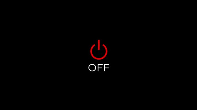 power on and off icon animation with pulse wave transition and status change.