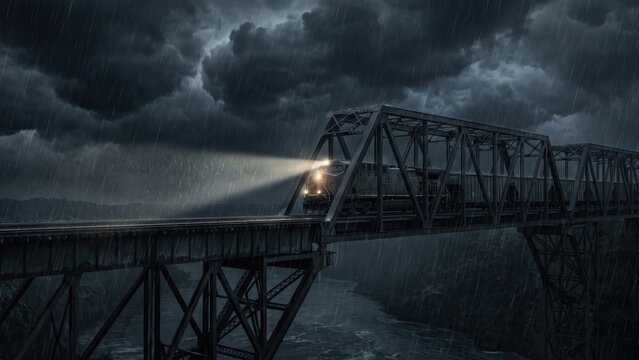 Train Crossing Storm Bridge &ndash; Engineering Against Nature