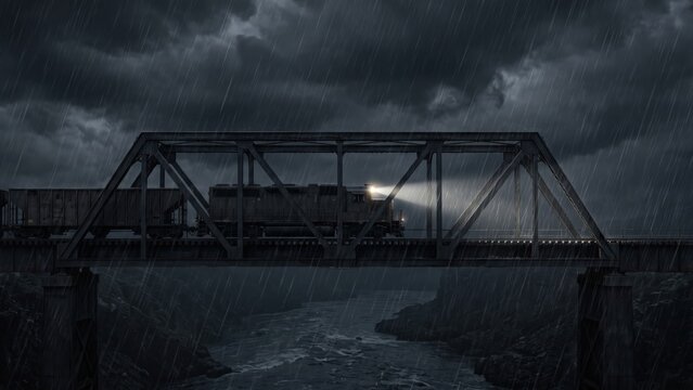 Train Crossing Storm Bridge &ndash; Engineering Against Nature
