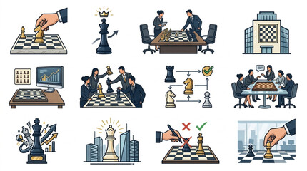 Chess Game Strategy and Business Competition Concepts. © Zn