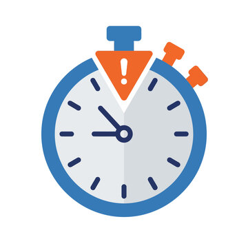 Stopwatch with warning alert icon indicating time pressure