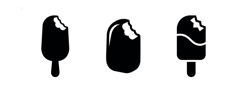 Black and white icons of bitten ice cream bars