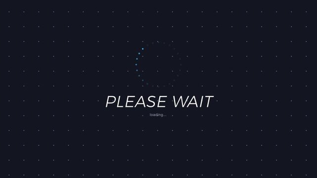 Please Wait Loading Spinner with Dense Circular Dot Ring on Red Particle Background, Premium Tech UI Loader 4K Seamless Loop
