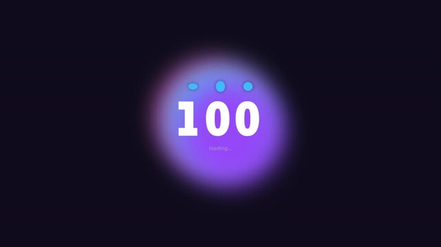 Please Wait Loading Screen with Pulsing Dots on Purple Mesh Gradient, Premium Minimal UI Loader Animation 4K Seamless Loop
