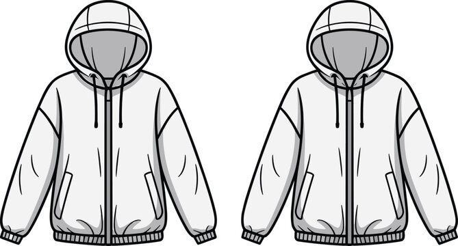 Oversized hooded sweatshirt designs in neutral gray color presented with accurate front views ideal for casual apparel collections