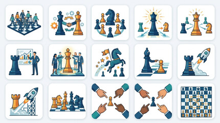 Chess Strategy and Tactics Illustrated with Various Pieces and Scenarios. © Tony