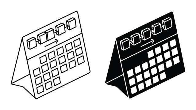 Calendar table agenda planning icon in isometric style with calendar, schedule