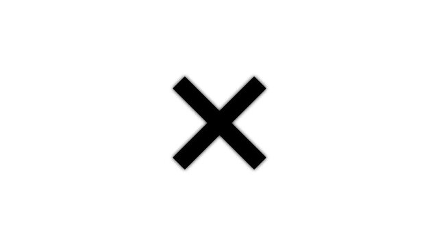 Minimalist black x symbol animation on white background, for ui cross, mark delete