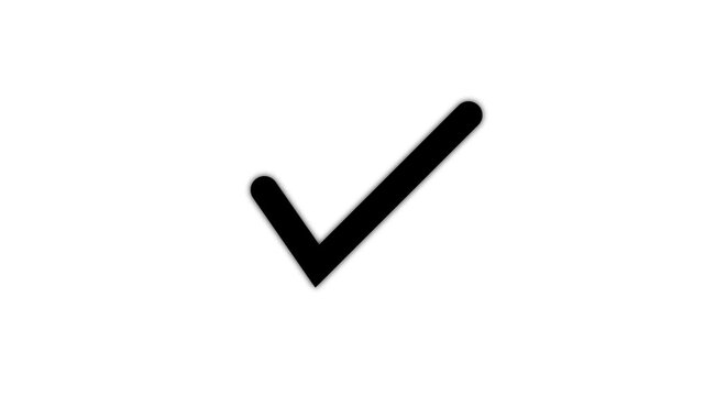Animated black checkmark on white background, minimalist success and approval symbol for ui tick animation