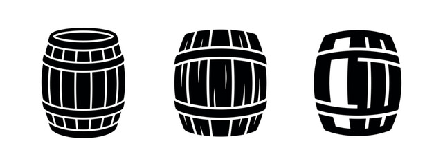 Wooden Barrel Icons: Stave and Hoop Silhouettes © Lili