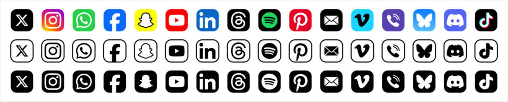 Latest Social media icons vector collection 2026. social networking platforms set. high resolution logos
