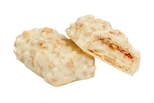 White chocolate wafer roll isolated on transparent background