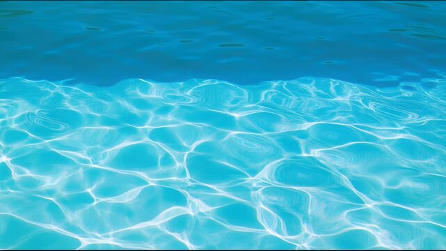 A serene video showcasing the sparkling blue water of a swimming pool in a sunny outdoor setting