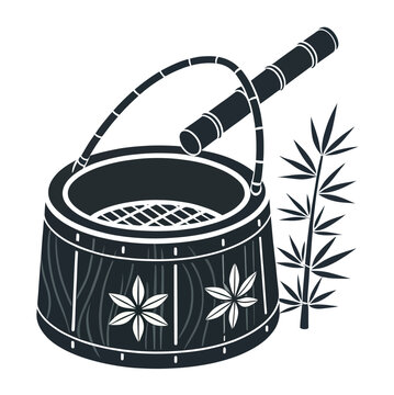 bamboo water ladle   ashari purnima vector icon  s