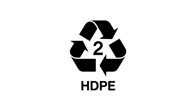 Black recycling symbol number 2 for hdpe plastic