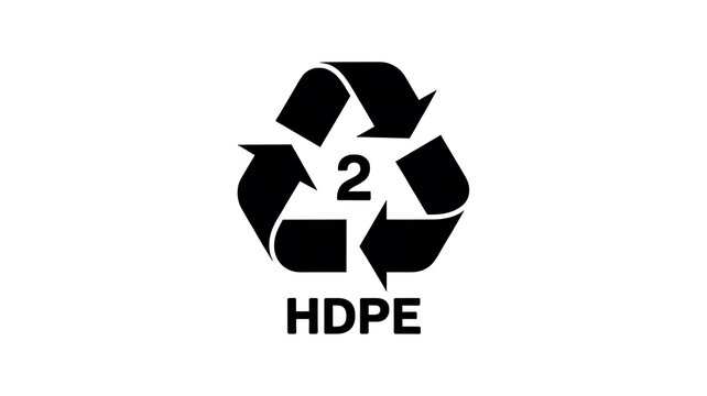 Black hdpe number 2 recycling symbol icon