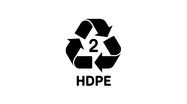 Black hdpe number 2 recycling symbol icon