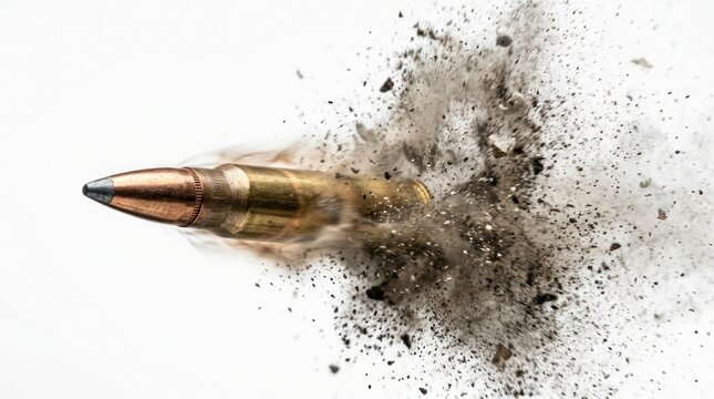 Bullet Exploding MidAir with Debris and Smoke.