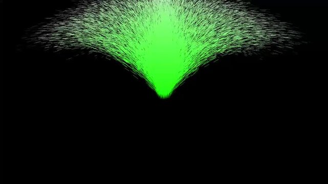 Green particles exploding in sequence on black background stock footage