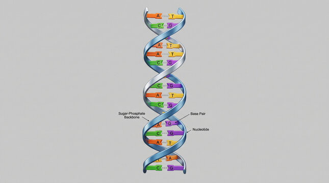 Realistic Double Helix DNA Molecule Isolated on Transparent Background