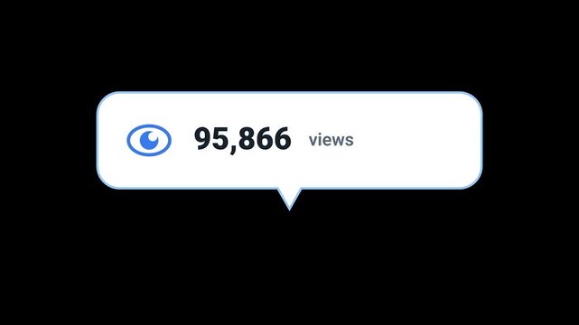Video Views Counter Animation 10k to 100k, Social Media Success