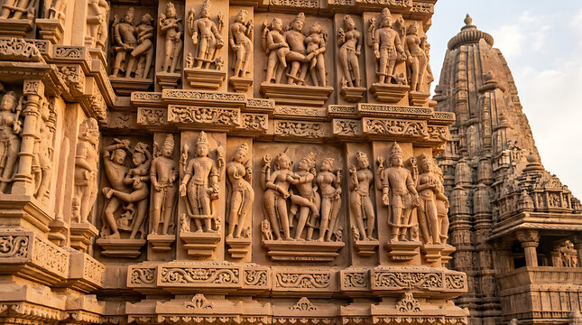 Khajuraho Temple Sculptures Detail, Madhya Pradesh