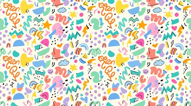 Kids Fun Memphis Pattern Background
