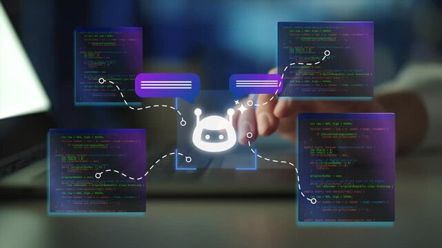 AI coding tool. Assisting software development and automating tasks. AI to generate code for creating applications on laptop.
