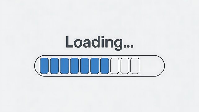 Blue loading progress bar icon with text