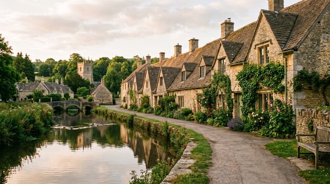 Bibury Honey Stone Cottages, Cotswolds England