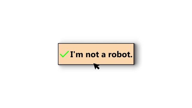 I'm not a robot, Captcha verification process showing checkbox transforming into a green checkmark video security check mark tick