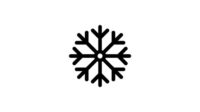 Black snowflake icon for winter season and weather design