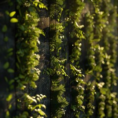 Fototapeta premium Macro shot of unbranded living wall with native plants