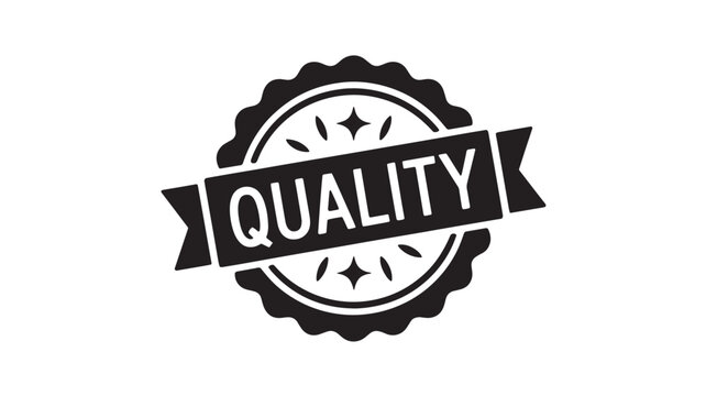 Quality stamp emblem highlights a badge of excellence with decorative ribbon and star accents.