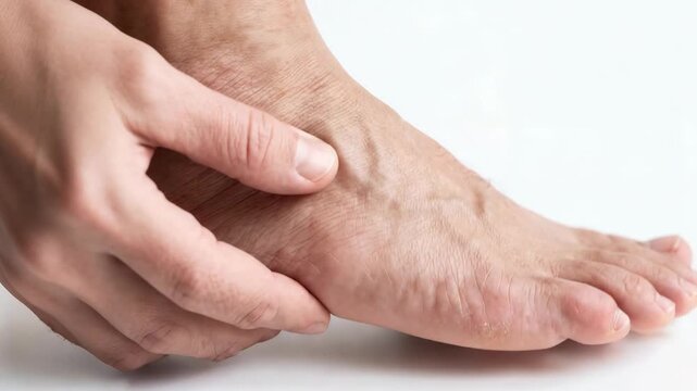 A person examines their heel while explaining the common causes of heel pain. They share easy methods for treatment and tips to help reduce discomfort effectively