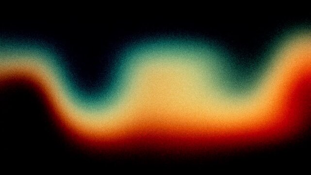 Vibrant VHS style colorful psychedelic grainy gradient color flow wave on black, music cover dance party poster design. Retro Colors. Flowing motion fluid animation. Grainy noise. Abstract neon shapes