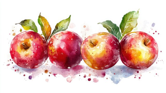cute watercolor java apple fruit white background