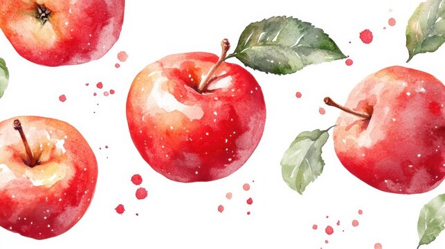 cute watercolor java apple fruit white background