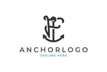 Fototapeta premium Anchor Logo, Letter F with Anchor combination, suitable for Marine Transportation logo design