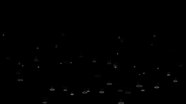 Rain splashes on ground overlay, water drops bouncing, seamless loop