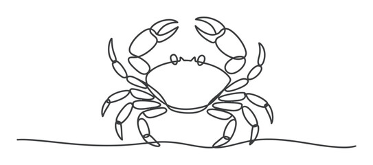 白い背景にカニを描いたミニマルな一筆書き線画 © Kamrul
