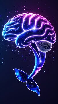 Glowing human brain whale surreal cosmic artwork pictures