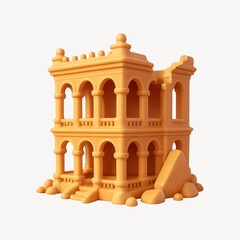 Obraz premium Playful 3D ancient building illustration.