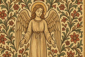 Obraz premium Ornate angelic illustration art background